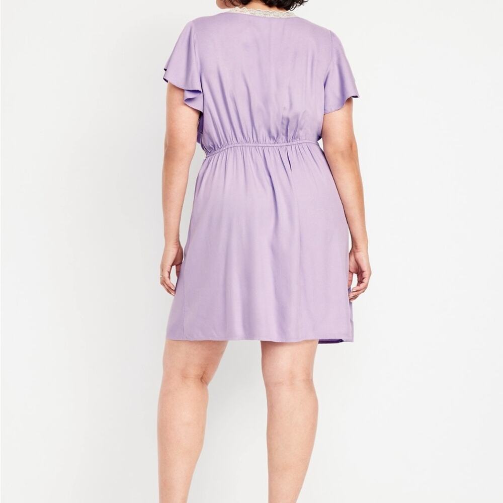 Old Navy Spring Wisteria Fit & Flare Crepe Lace-Trim mini dress - Picture 7 of 11